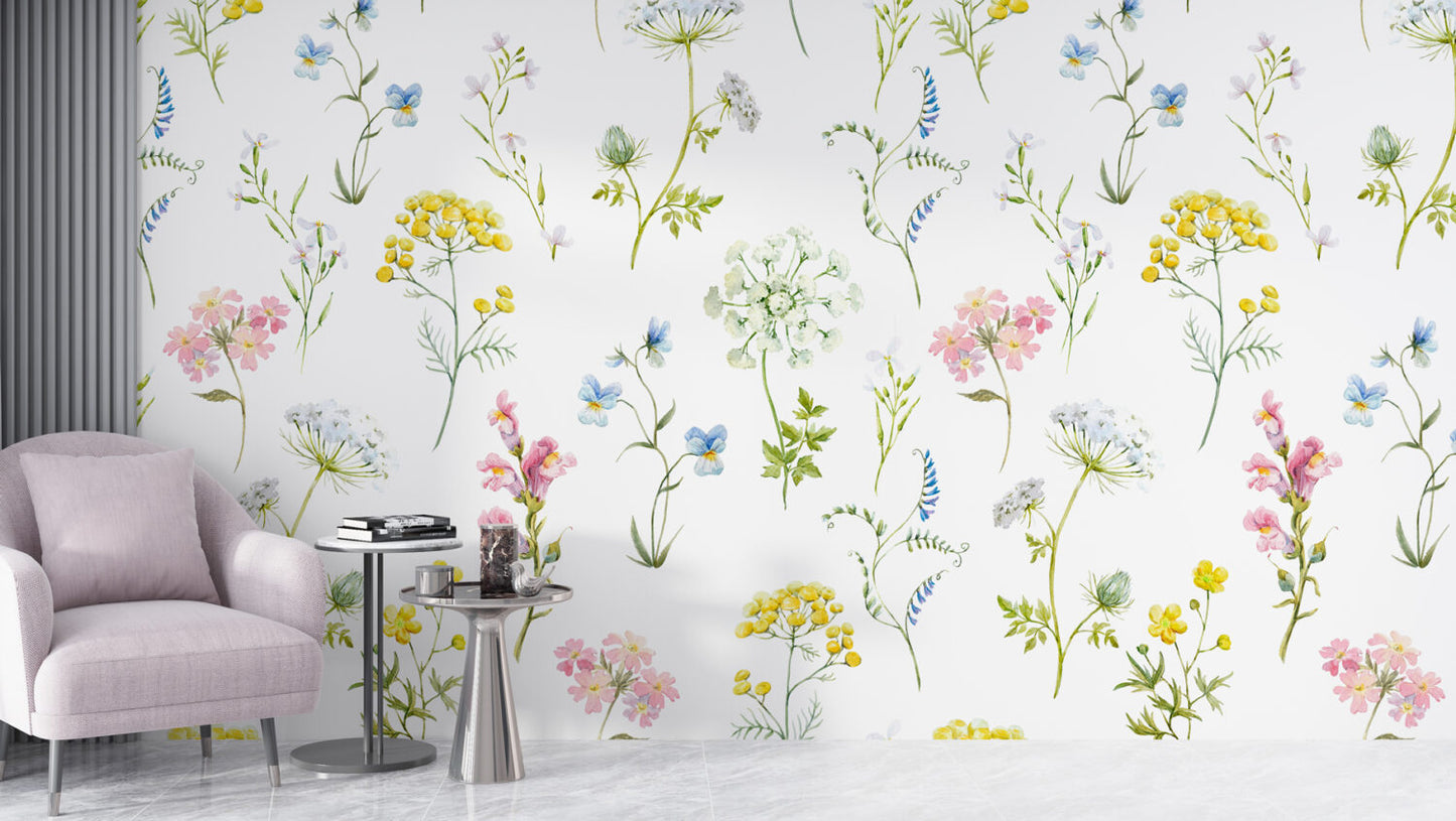 Soft Çiçek Deseni Duvar Kağıdı