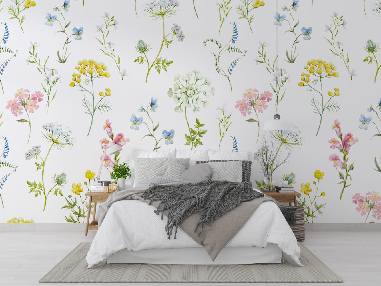 Soft Çiçek Deseni Duvar Kağıdı