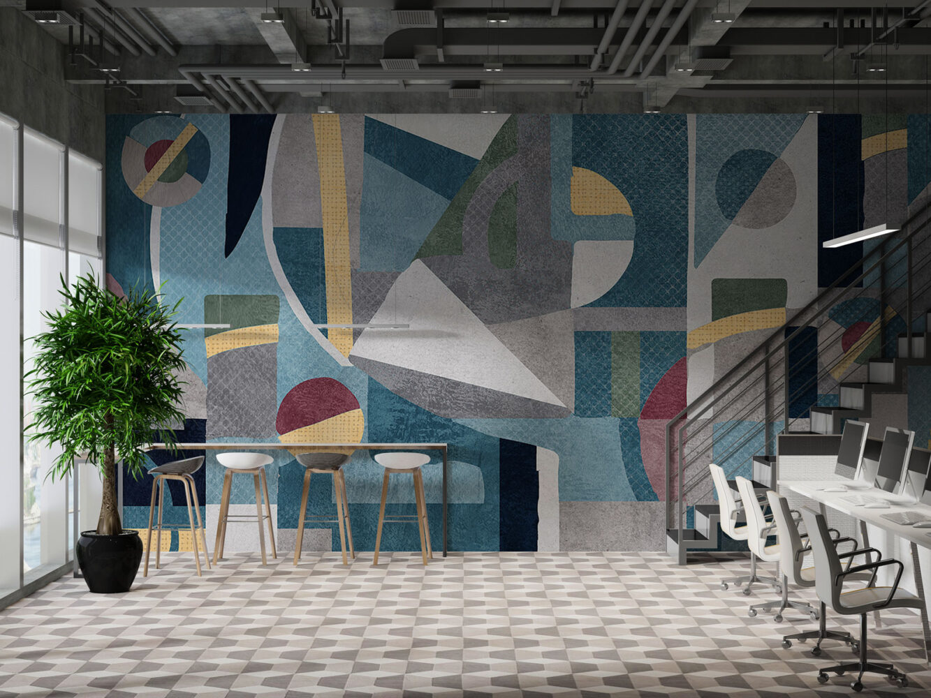 Dokulu Geometrik Desenler Modern Duvar Kağıdı | Duvar Kağıdı Marketi
