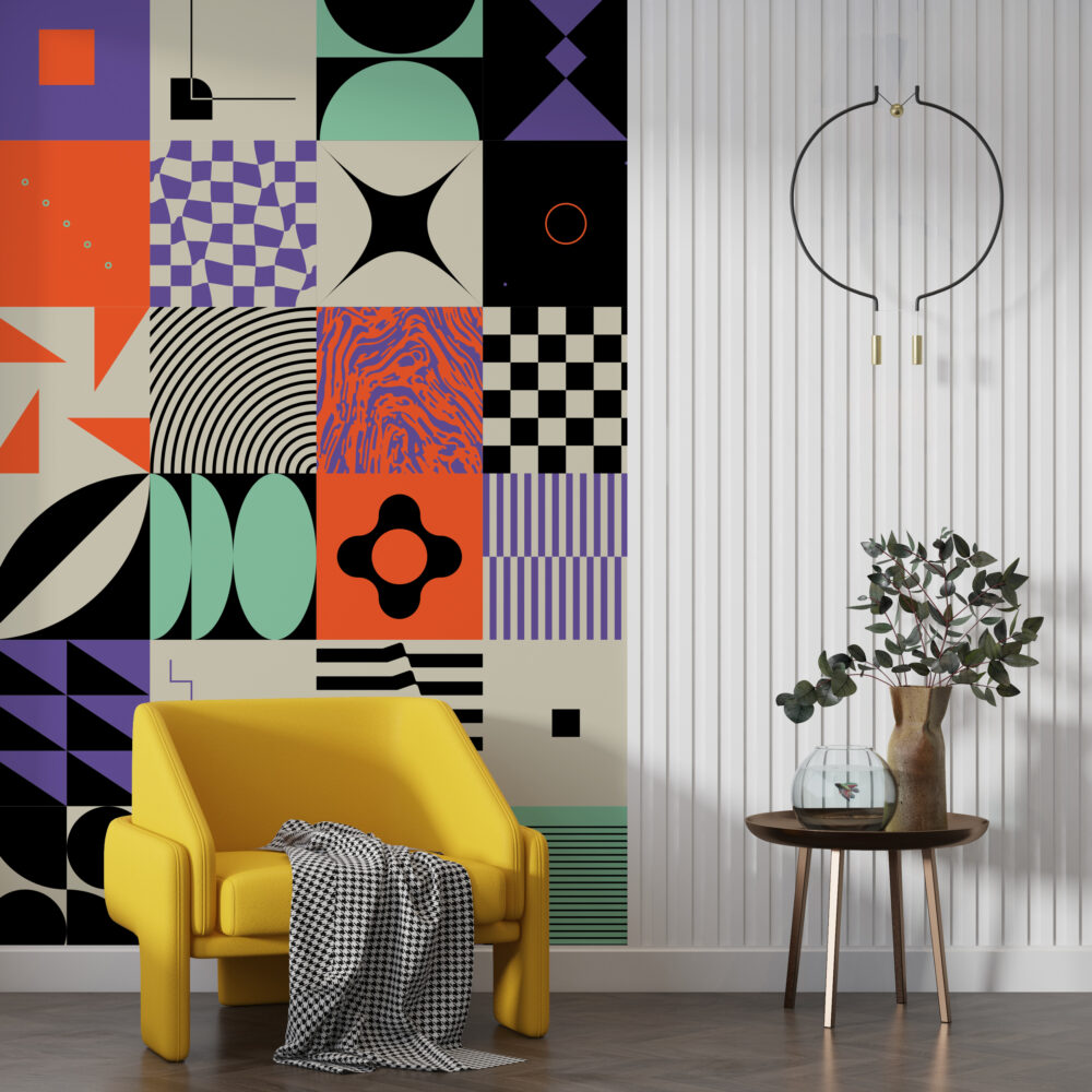 Geometrik Renkli Desenler Modern Duvar Kağıdı | Duvar Kağıdı Marketi