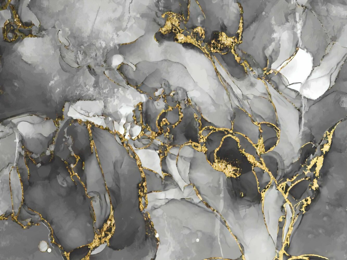 Gri Ve Gold Renkli 3D Duvar Kağıdı