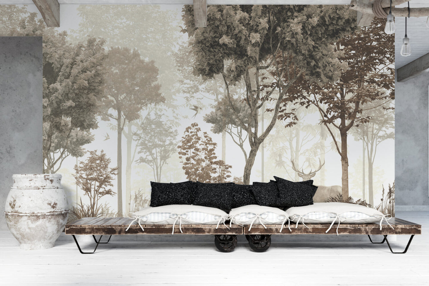 Ormandaki Geyik Duvar Kağıdı 136x289 136cm En 289cm Boy Non Woven Dokusuz
