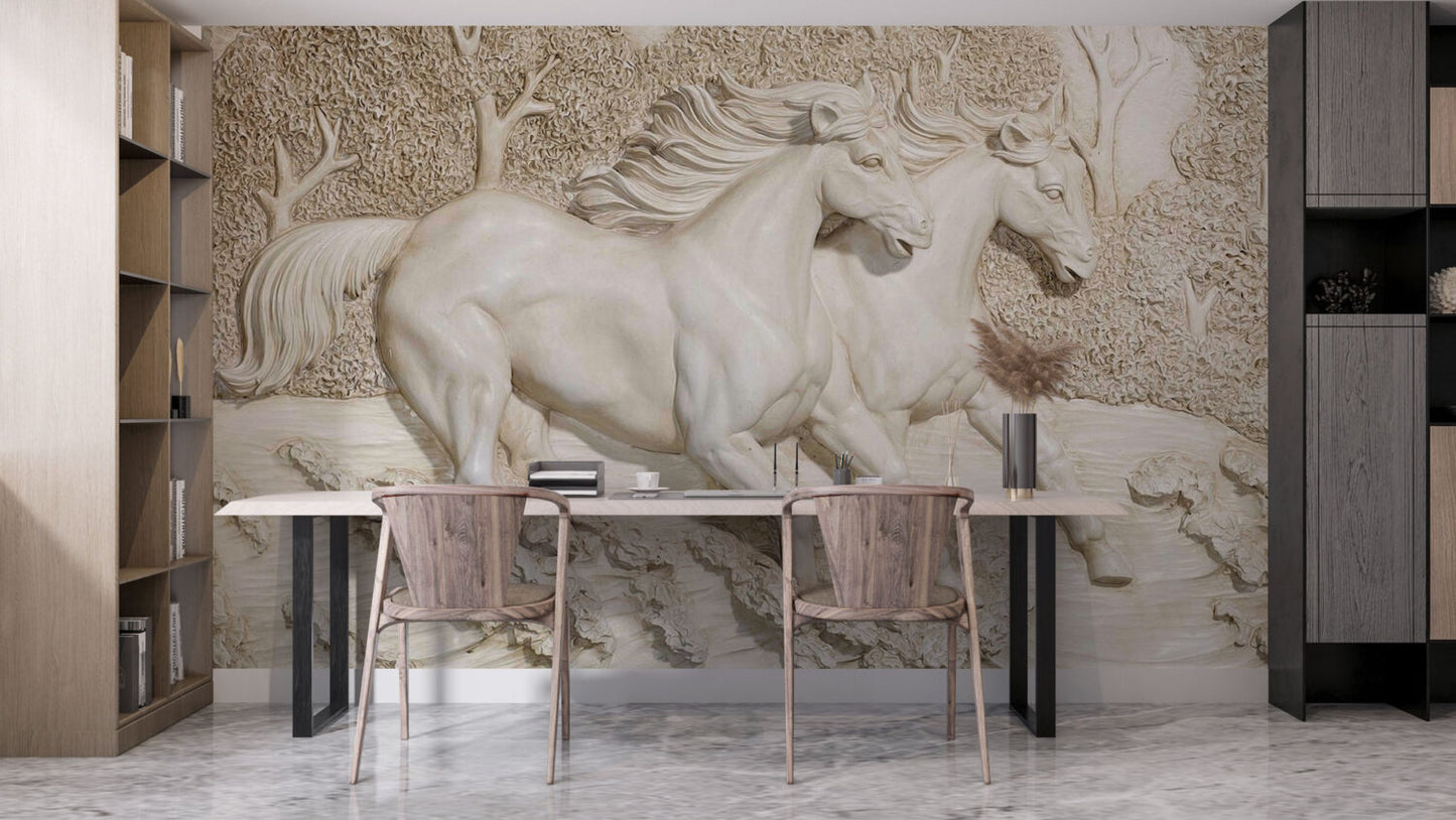 At Desenli 3D Duvar Kağıdı