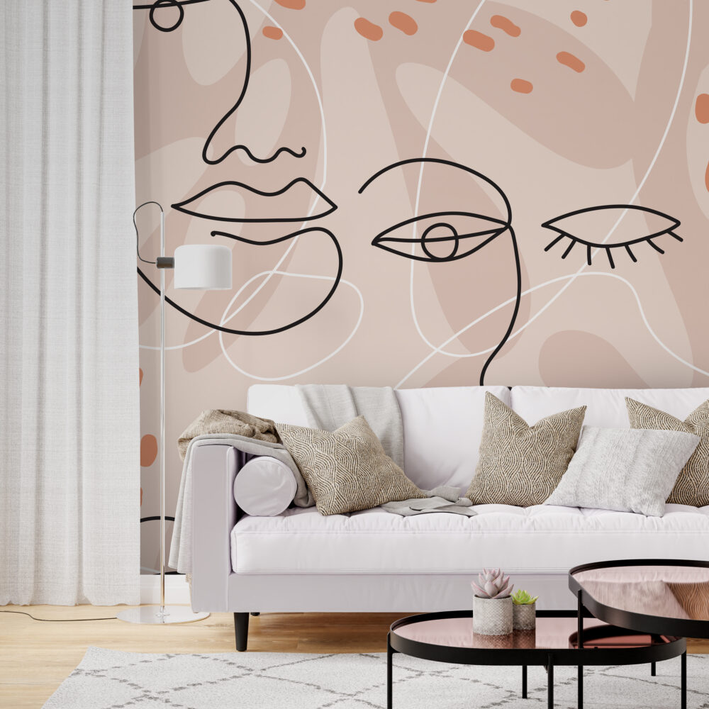 Boho Soyut Kadın Yüzü Duvar Kağıdı