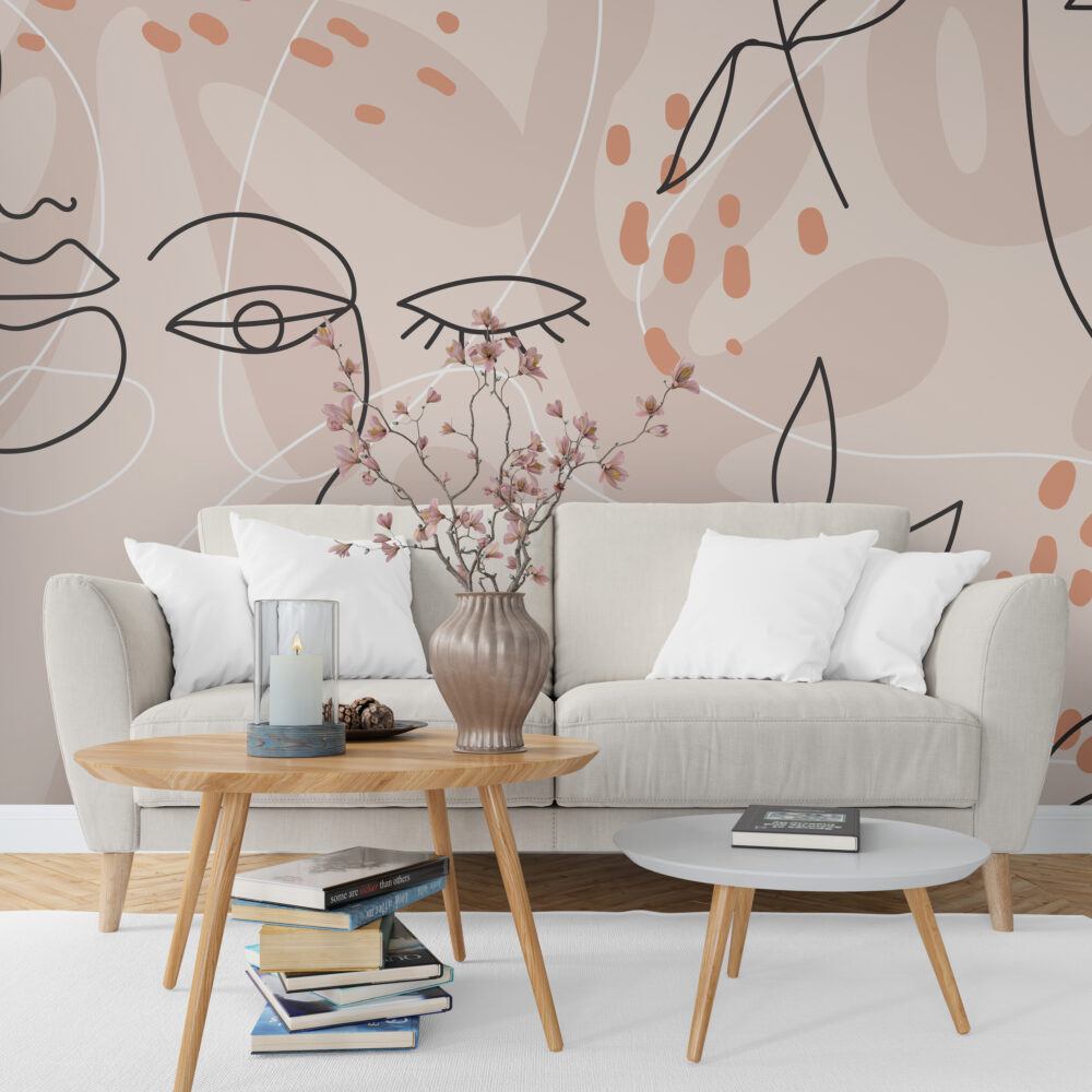 Boho Soyut Kadın Yüzü Duvar Kağıdı