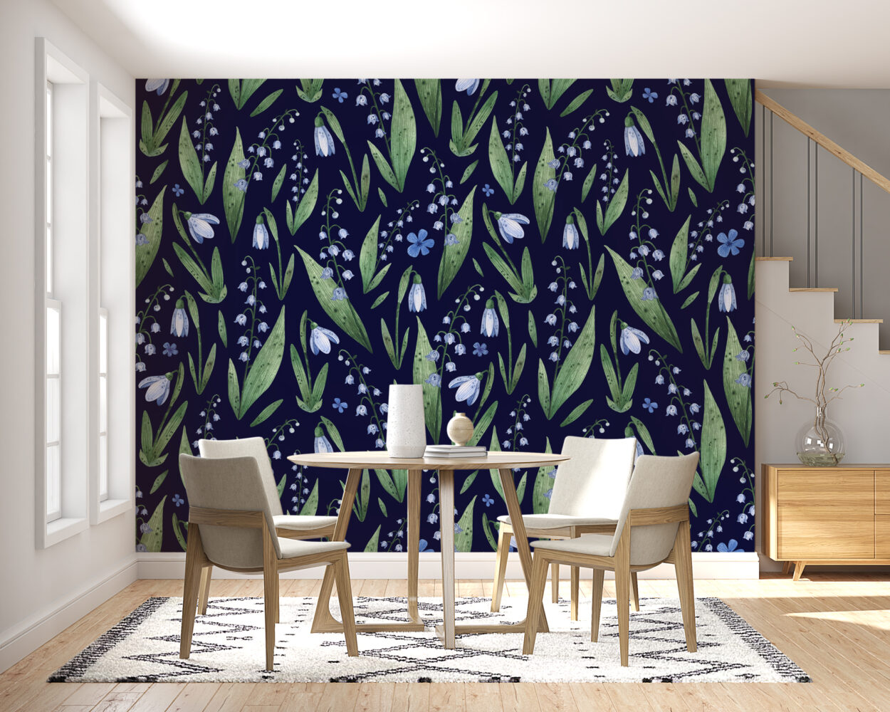 Kardelen Çiçekleri Minimalist Duvar Kağıdı