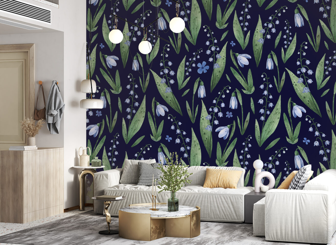 Kardelen Çiçekleri Minimalist Duvar Kağıdı