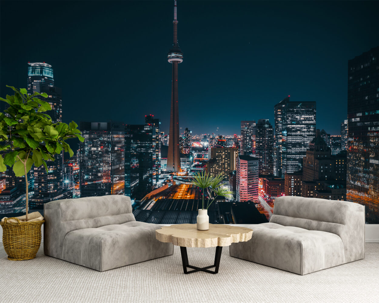 Gece Şehir Manzarası Toronto Duvar Kağıdı