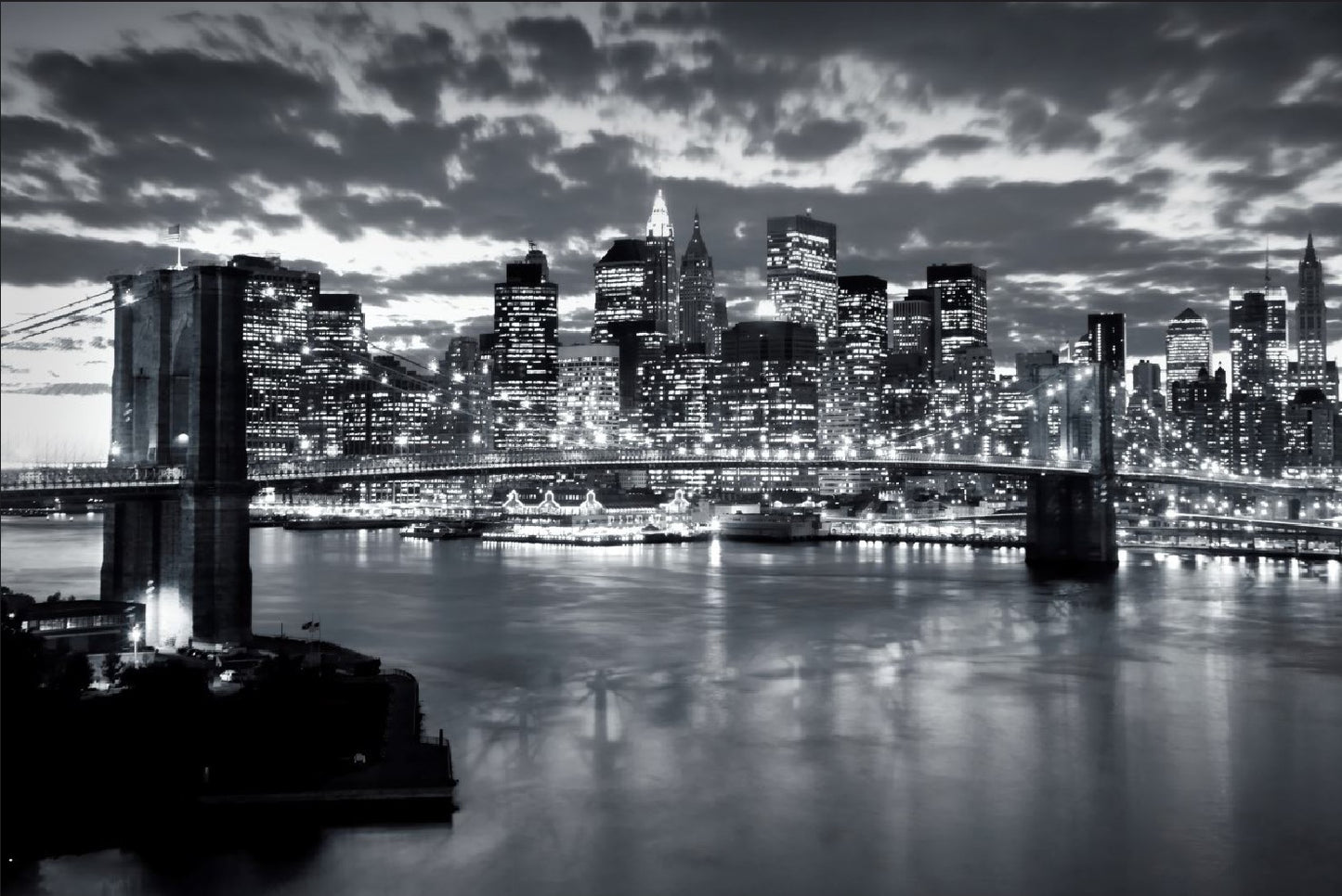Gece Manzarasında Brooklyn Köprüsü Duvar Kağıdı