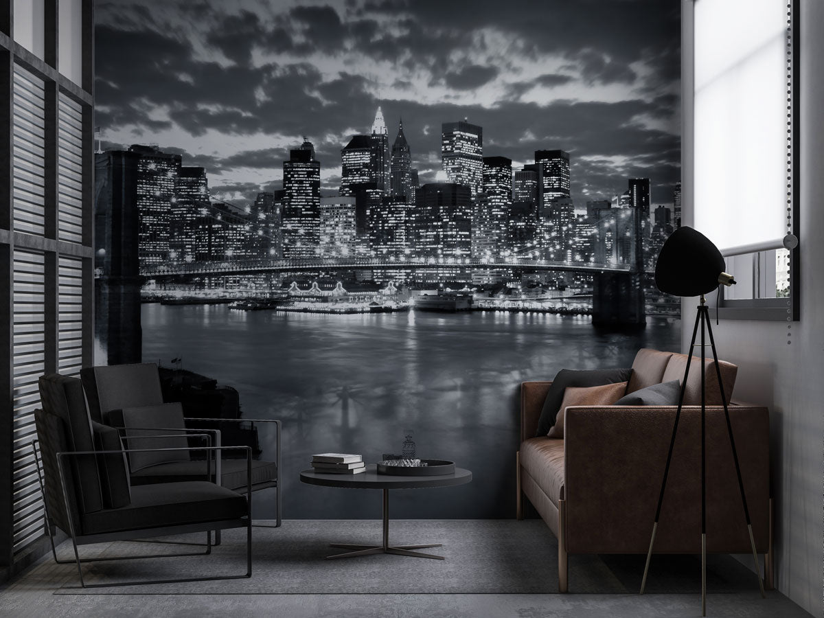 Gece Manzarasında Brooklyn Köprüsü Duvar Kağıdı