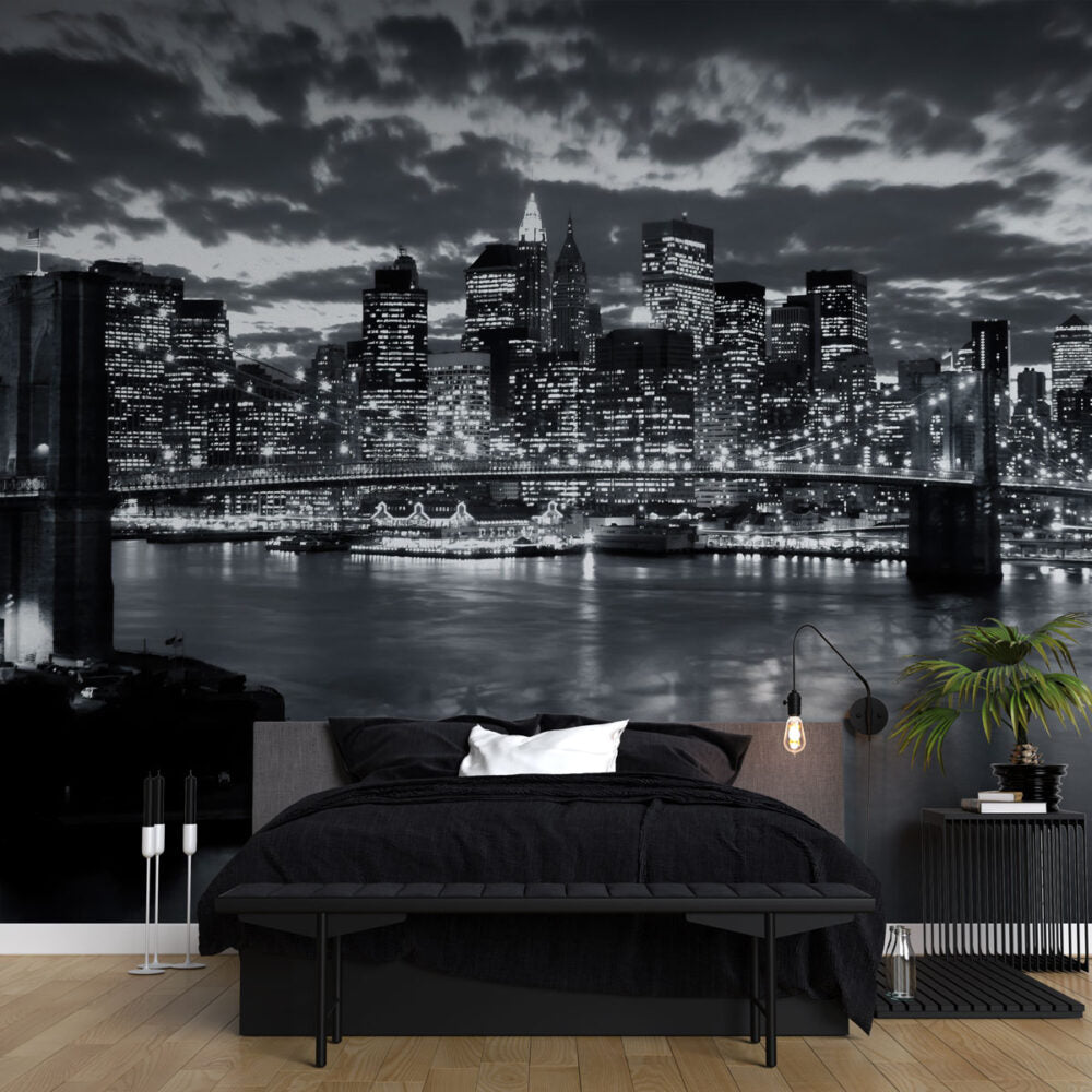 Gece Manzarasında Brooklyn Köprüsü Duvar Kağıdı