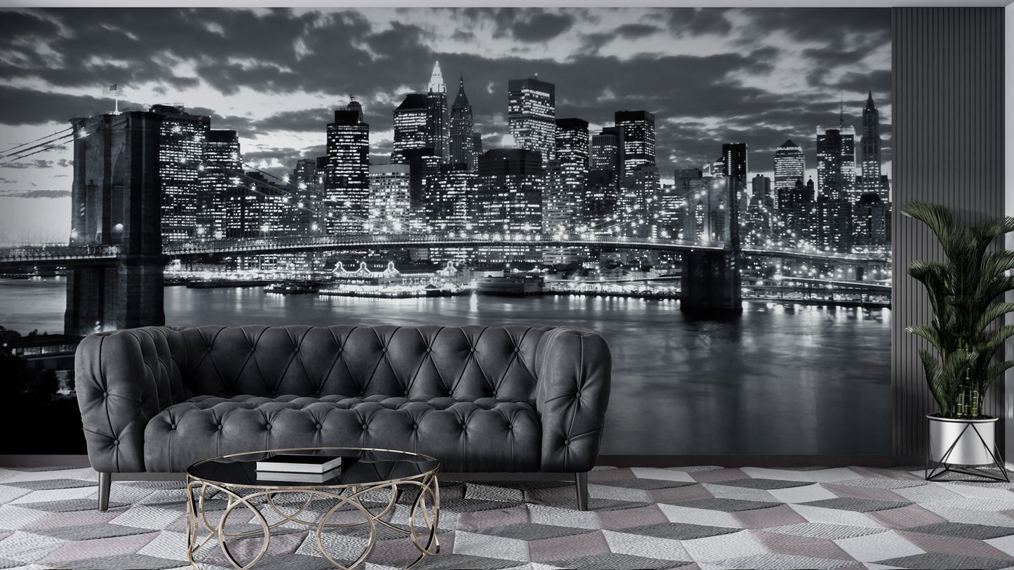 Gece Manzarasında Brooklyn Köprüsü Duvar Kağıdı