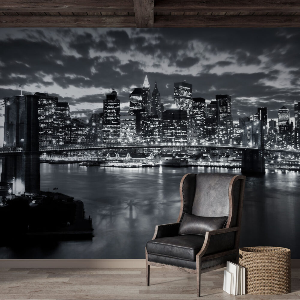 Gece Manzarasında Brooklyn Köprüsü Duvar Kağıdı