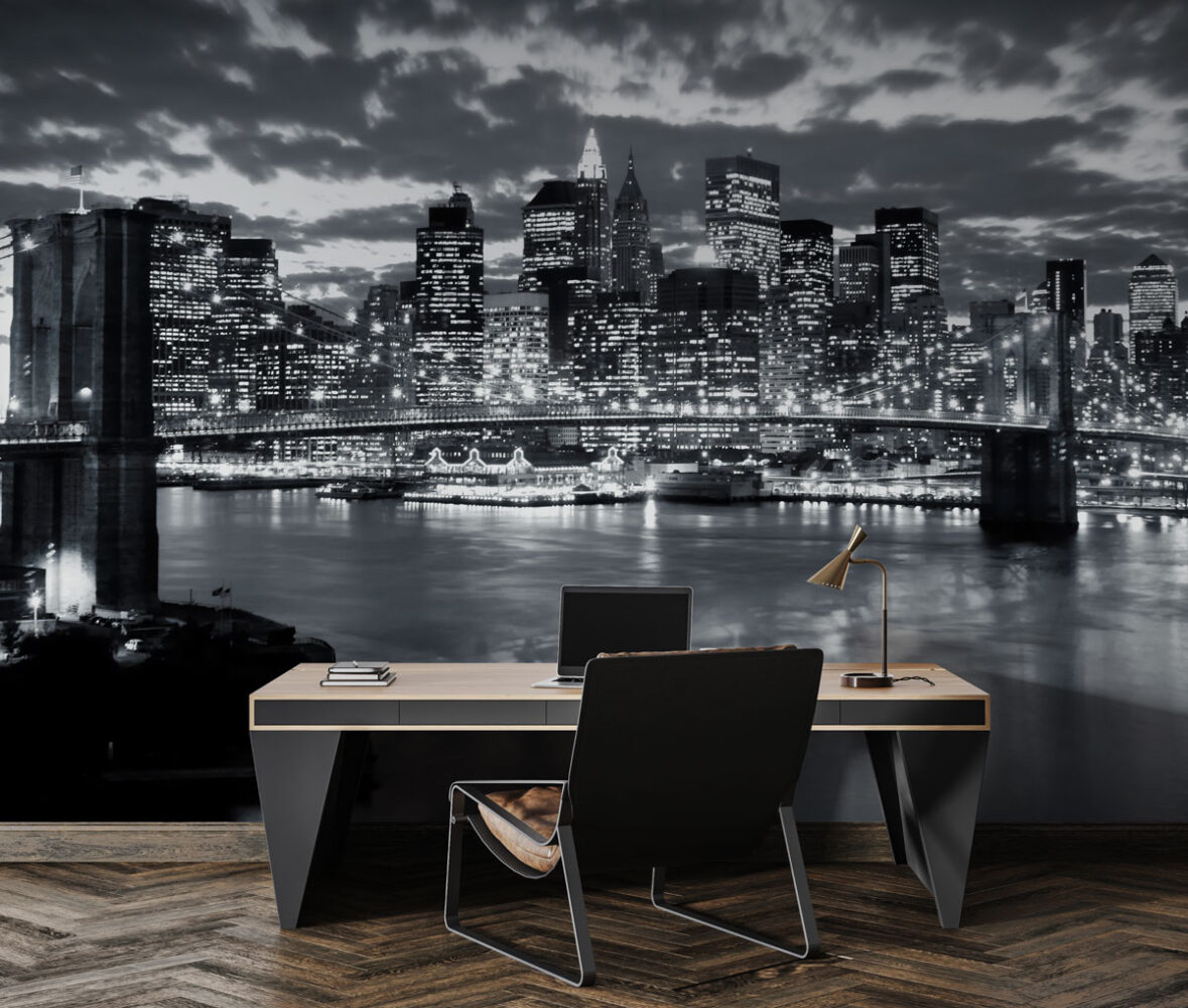 Gece Manzarasında Brooklyn Köprüsü Duvar Kağıdı