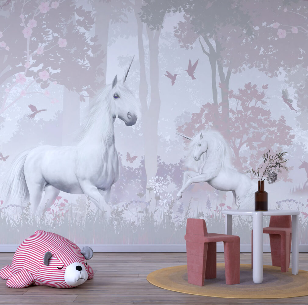 Fantastik Unicorn Ormanı Duvar Kağıdı