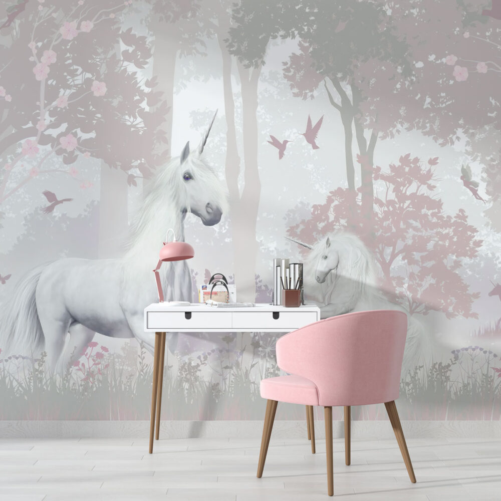 Fantastik Unicorn Ormanı Duvar Kağıdı