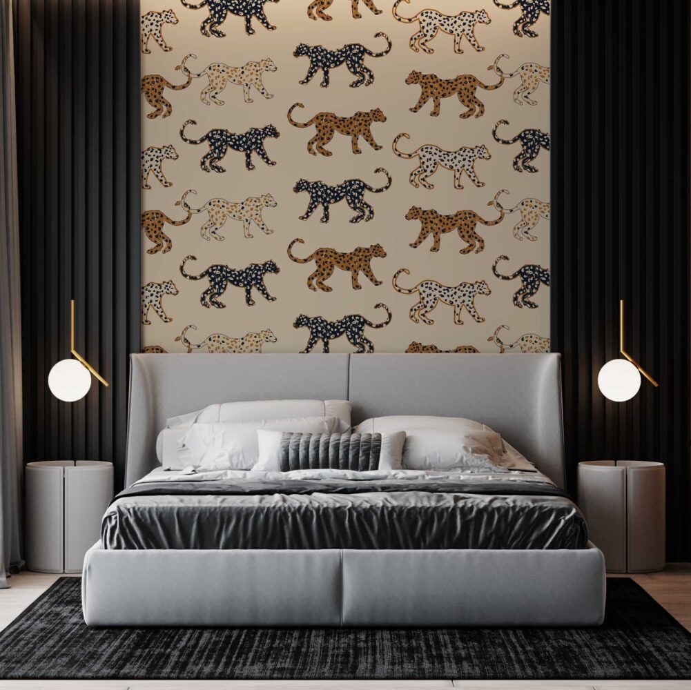 Retro Leopar Desenli Duvar Kağıdı