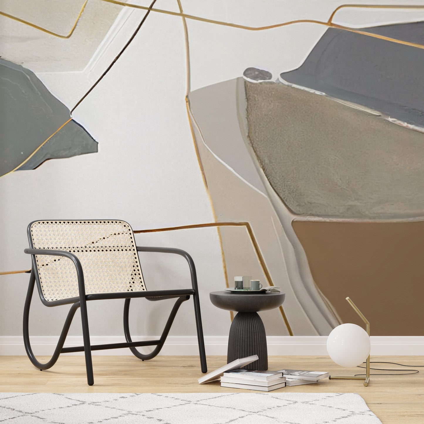 Soft Krem Geometrik Desenler Duvar Kağıdı