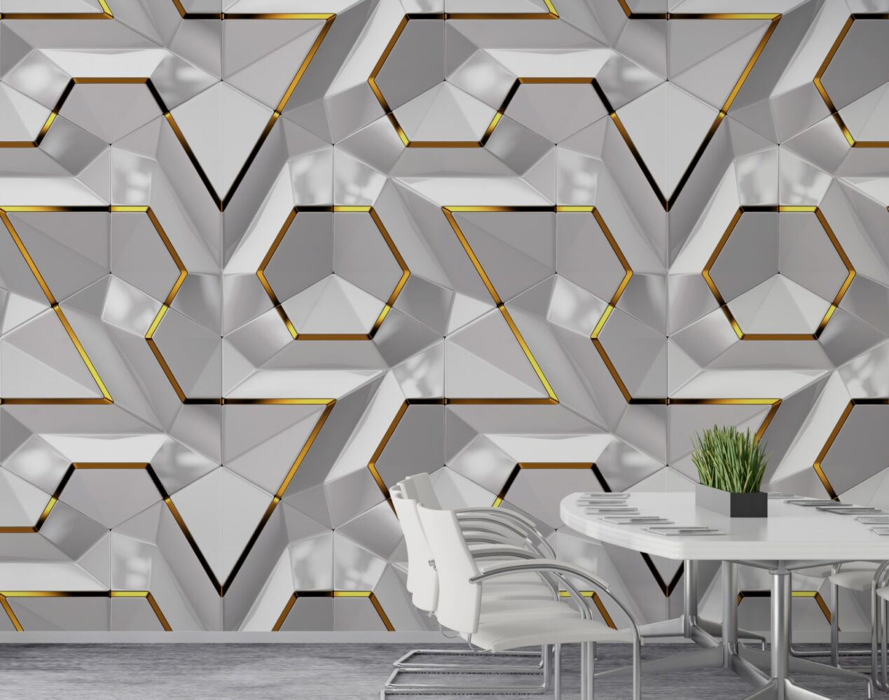 Geometrik Desenli 3D Duvar Kağıdı | Duvar Kağıdı Marketi