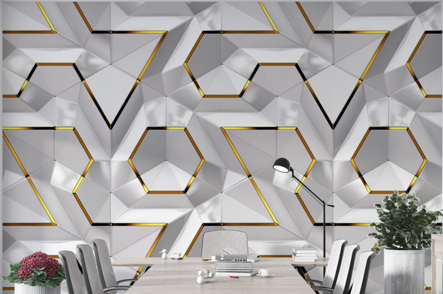 Geometrik Desenli 3D Duvar Kağıdı | Duvar Kağıdı Marketi