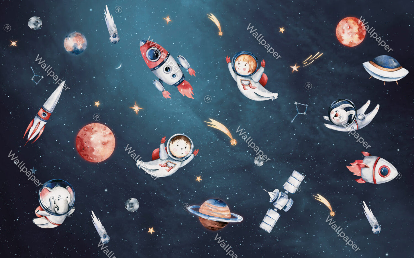 Astronotlar ve Gezegenler Duvar Kağıdı