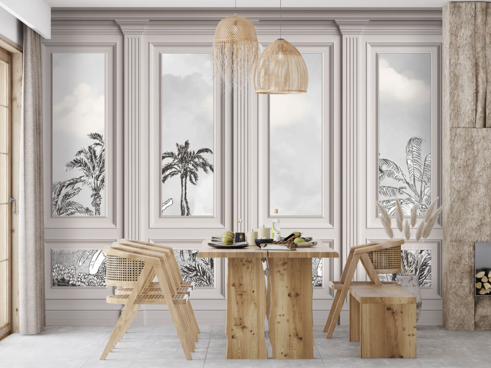 Çıta Desenli Tropikal 3D Duvar Kağıdı | Duvar Kağıdı Marketi