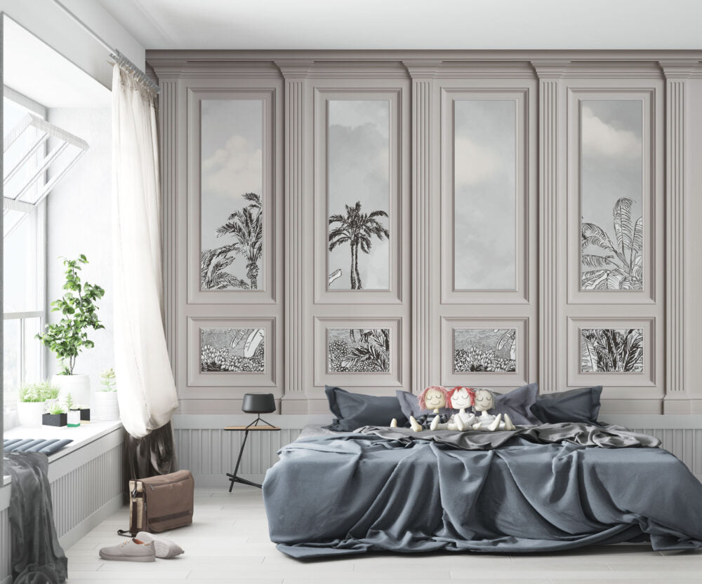 Çıta Desenli Tropikal 3D Duvar Kağıdı | Duvar Kağıdı Marketi