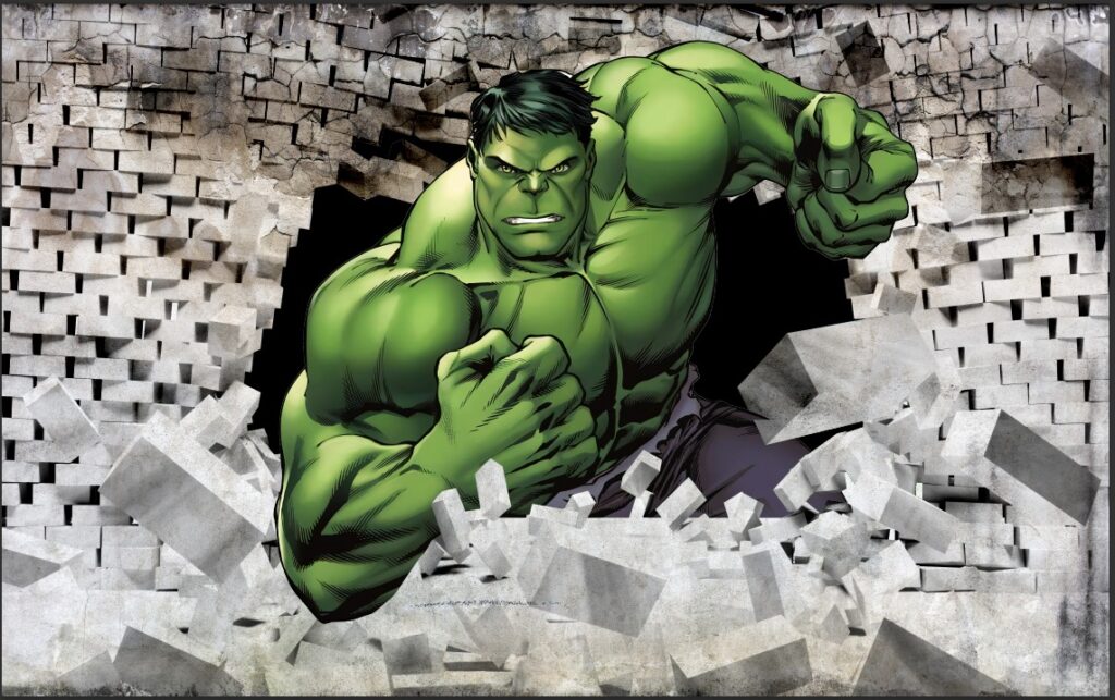 Adam Duvarı Kırılması 3D Hulk Yeşil Duvar Kağıdı Poster