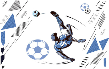 Futbolcu ve Toplar Duvar Kağıdı 162x101 162cm En 101cm Boy Self Kendinden Yapışkanlı