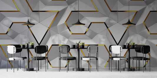 Geometrik Desenli 3D Duvar Kağıdı | Duvar Kağıdı Marketi