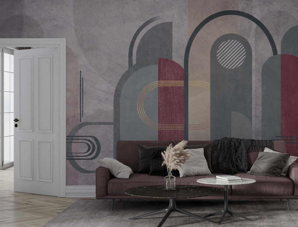 Geometrik Desenli Soft Renkli Duvar Kağıdı Poster