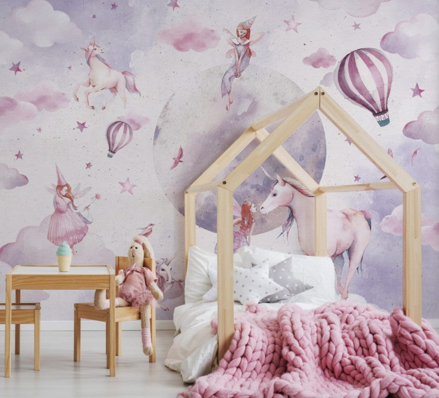 Perili Pembe Unicorn Duvar Kağıdı Poster