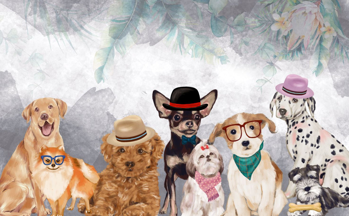 Çocuklar için Sevimli Köpekler Duvar Kağıdı Poster