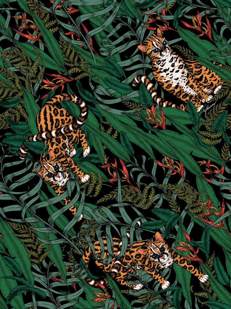 Tropikal Leopar Figürlü Duvar Kağıdı Poster