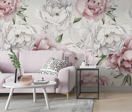 Pembe ve Beyaz Soft Güller Duvar Kağıdı