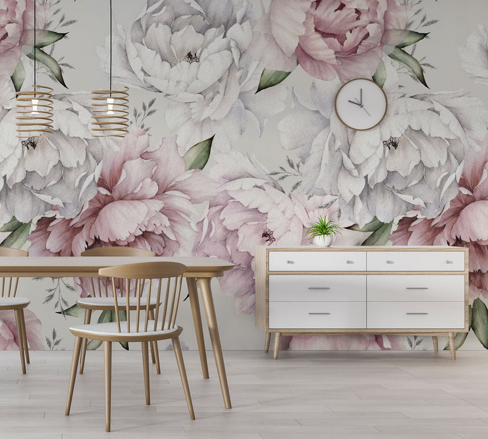 Pembe ve Beyaz Soft Güller Duvar Kağıdı