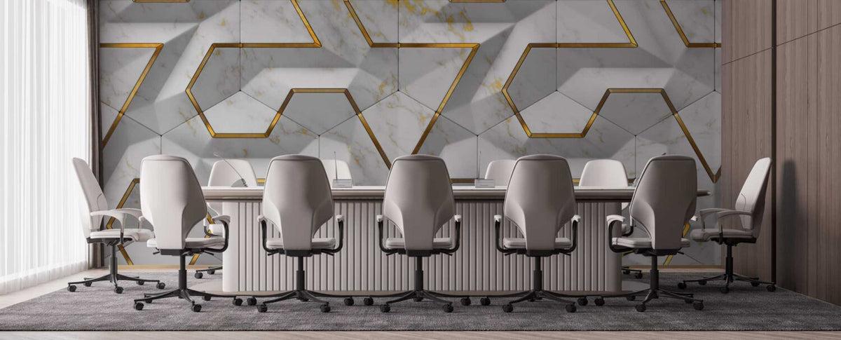3D Geometrik Mermer Desenli Duvar Kağıdı Poster