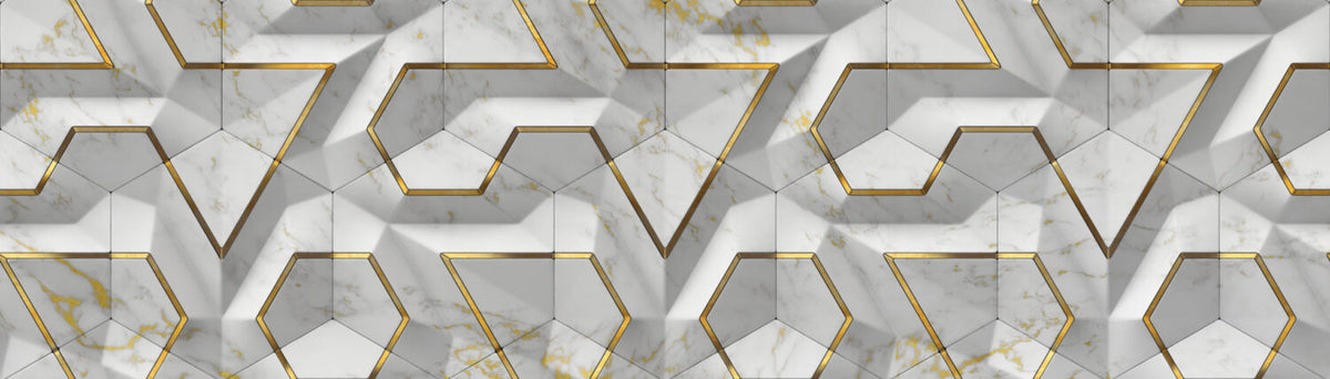 3D Geometrik Mermer Desenli Duvar Kağıdı Poster