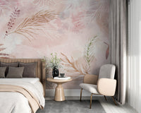 Yapraklar Soft Pembe Duvar Kağıdı Poster
