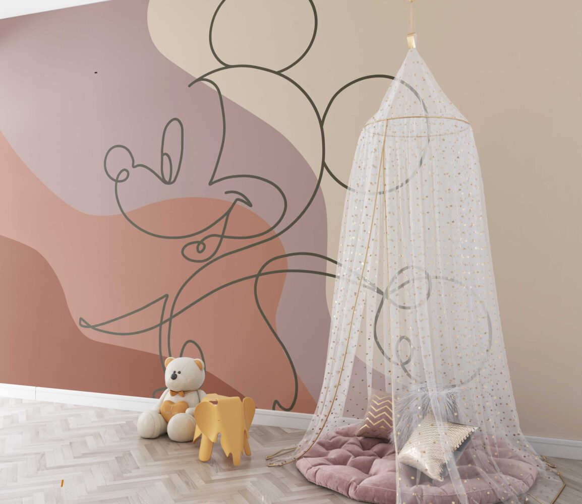 Boho Tonlarda Mickey Mouse Duvar Kağıdı