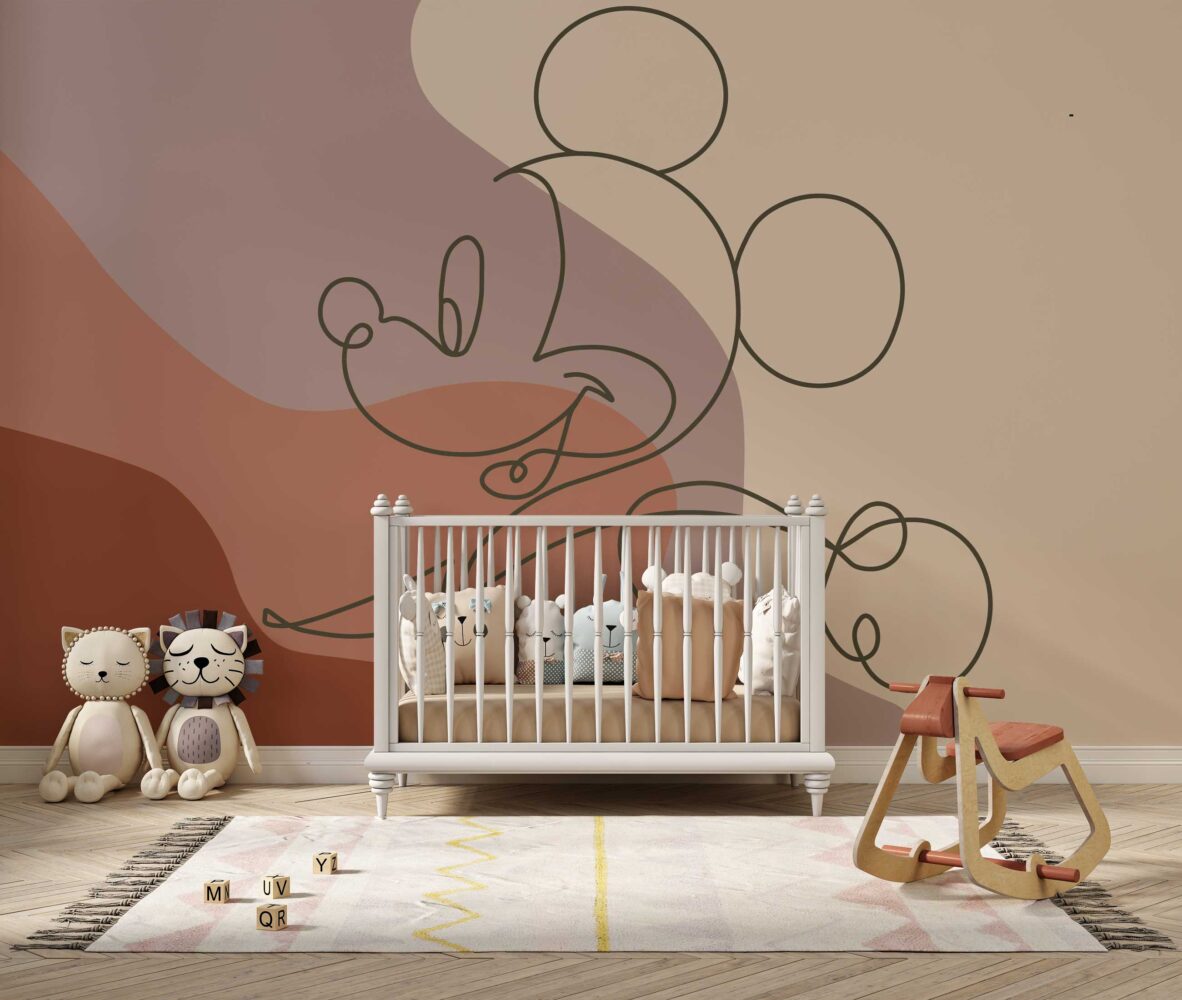Boho Tonlarda Mickey Mouse Duvar Kağıdı