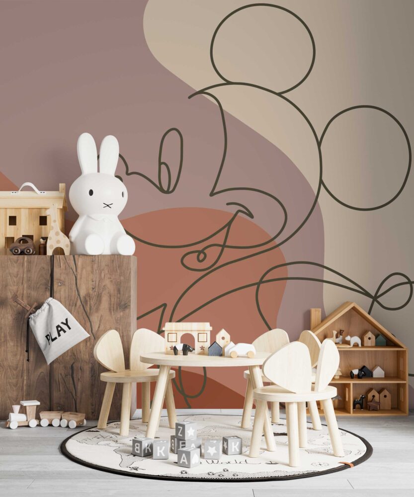 Boho Tonlarda Mickey Mouse Duvar Kağıdı
