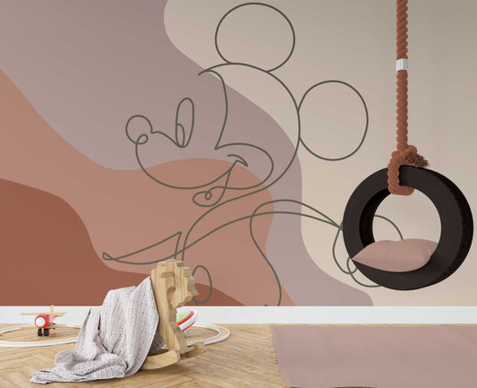 Boho Tonlarda Mickey Mouse Duvar Kağıdı