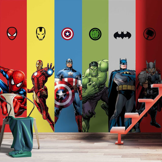 Marvel Evreni Kahramanları Duvar Kağıdı 245x127 245cm En 127cm Boy Self Kendinden Yapışkanlı
