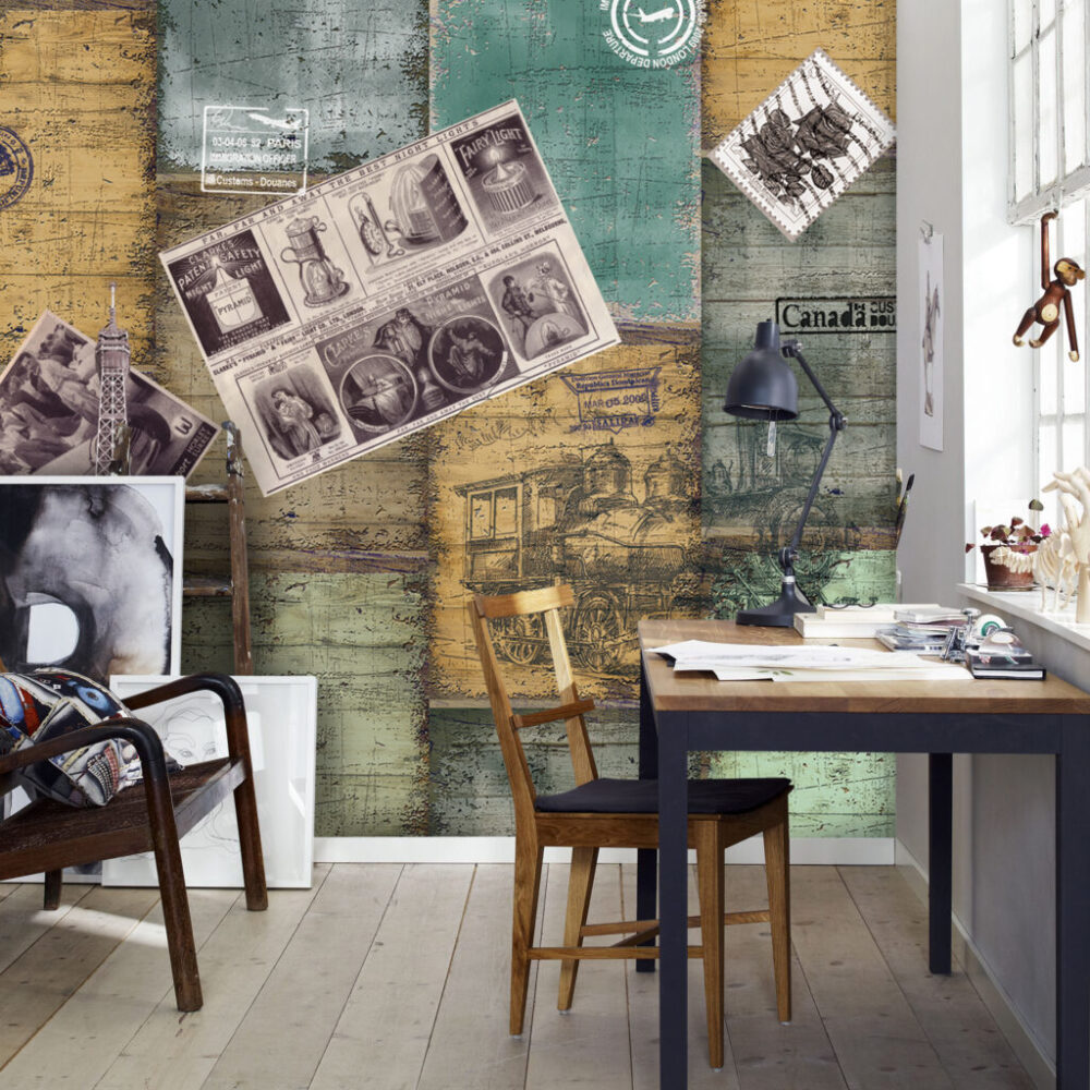Gazete Küpürü Desenli Vintage 3D Duvar Kağıdı | Duvar Kağıdı Marketi
