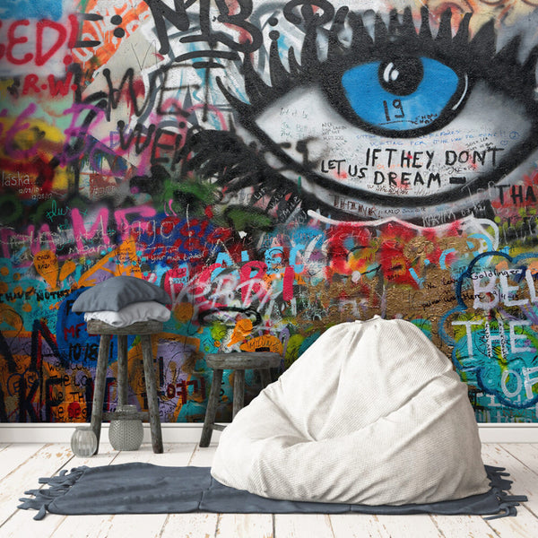 Göz Grafitiler Sprey Boyalı Duvar Kağıdı Poster