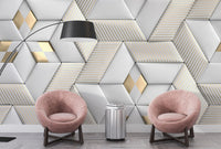 3D Geometrik Altın Detaylı Duvar Kağıdı Poster