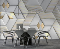 3D Geometrik Altın Detaylı Duvar Kağıdı Poster