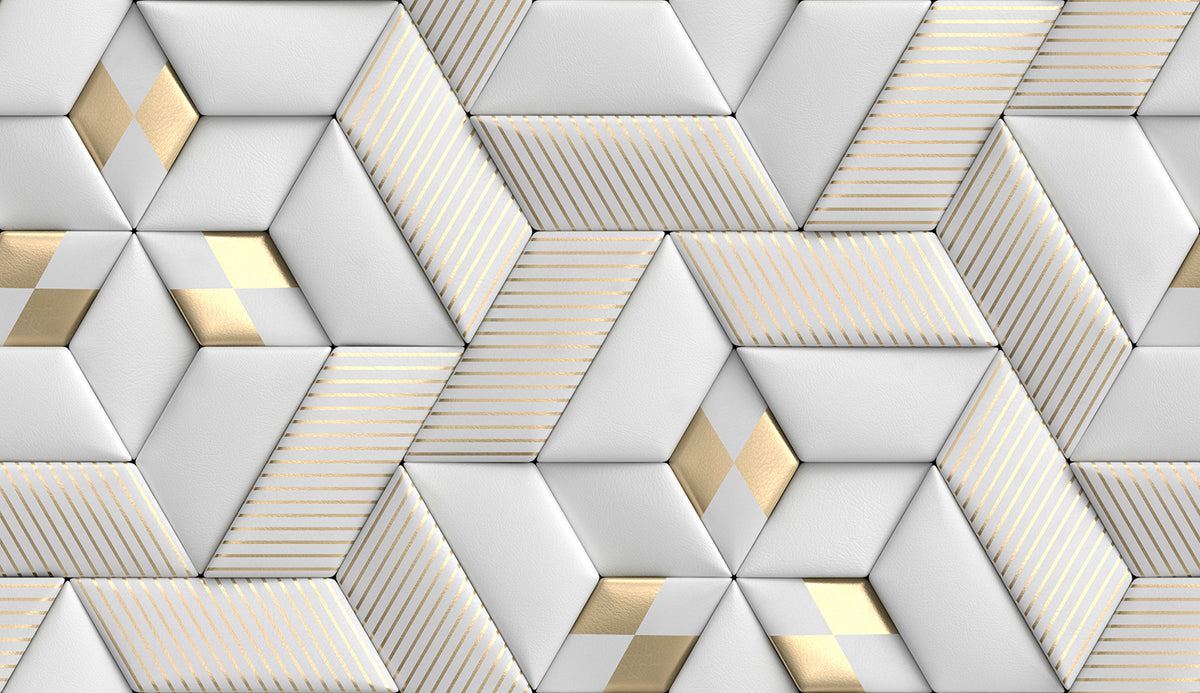 3D Geometrik Altın Detaylı Duvar Kağıdı Poster