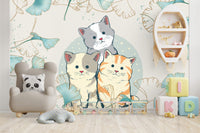 3D Kedi Desenli Duvar Kağıdı Poster